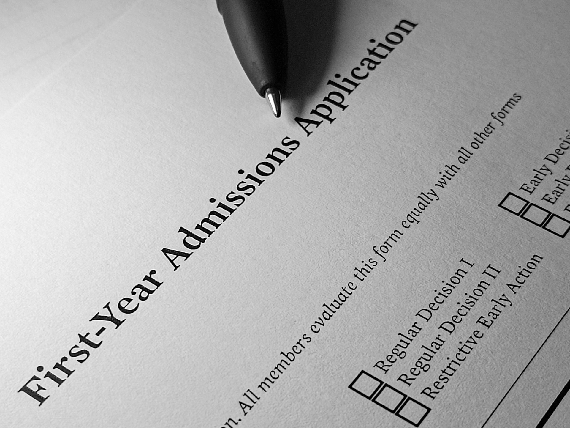 First year admissions application